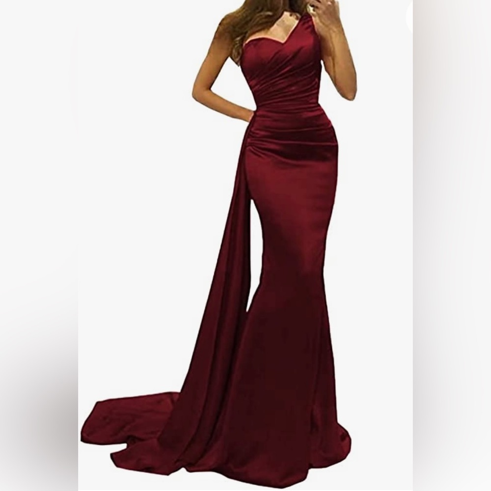 👗 Brand New Women's Satin Mermaid Dress👗 One Shoulder Long Prom Dress👗